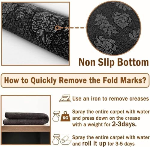 Oval Aisle Area Rug 2x7ft Vintage Floral Pattern Carpet for Home Living Room