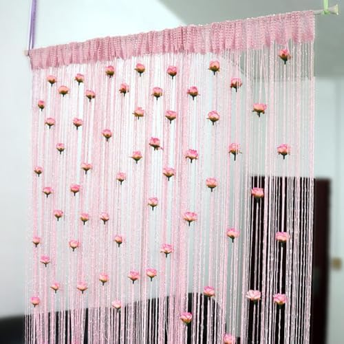 MObyat Pink Beaded Curtain Door Divider 394x787in