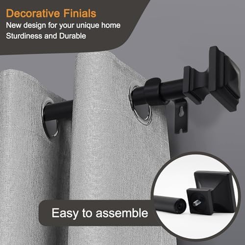 QITERI Black Adjustable Curtain Rod 32-88 Inches