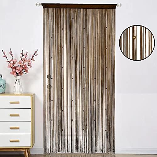 Beaded Curtain with Telescopic Rod for Door and Window Decor