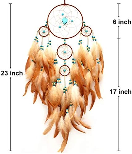 Urdeoms Dream Catcher Wall Decor for Bedroom and Room Decor with Turquoise and Feathers