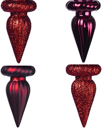 Vickerman 4 Inch 4-Finish Finial Ornament 8 Pack 1