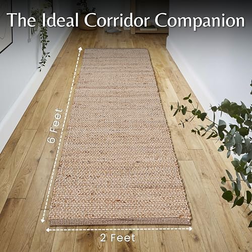Hausattire Jute Woven Runner Rug 2x6 Natural
