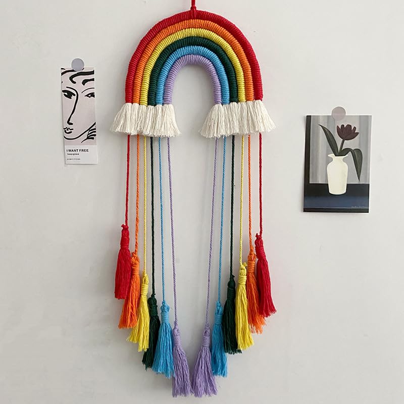 Handmade Woven Dream Catcher with Rainbow Tassel