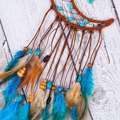 2 Pack DIY Feather Dream Catcher Kits Turquoise Wall Hanging Boho Decor for Adults