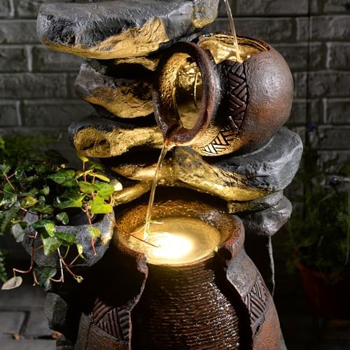 Eheuan 384 Inch 3 Tier Water Fountain with LED Light and Pump
