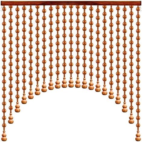 Beaded Curtain with Wooden Beads Door String for Room Divider Window Decoration