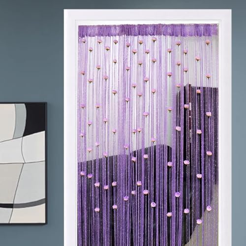 Beaded Door Curtain 39x79 Inch Decorative Room Divider with Removable Rose Rod Pocket