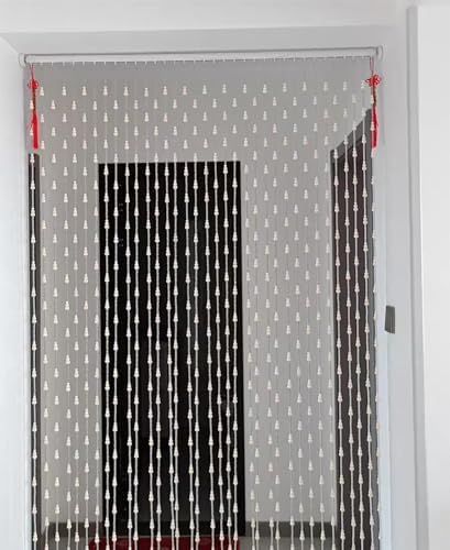 Beaded Curtain for Privacy Doorway 90cm Natural Mahogany