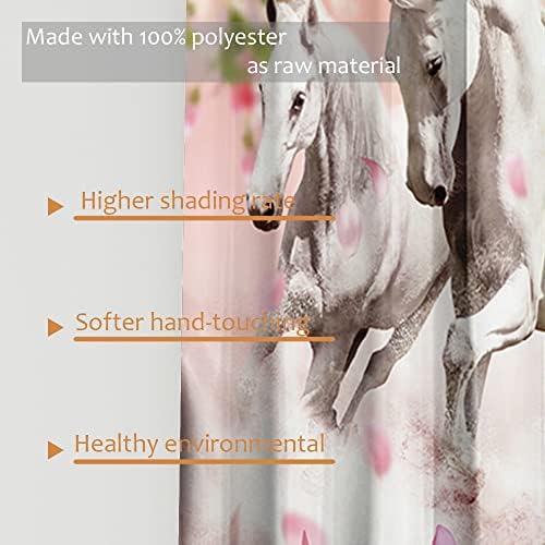 HOSIMA 3D Printed Horses and Flowers Curtains Set
