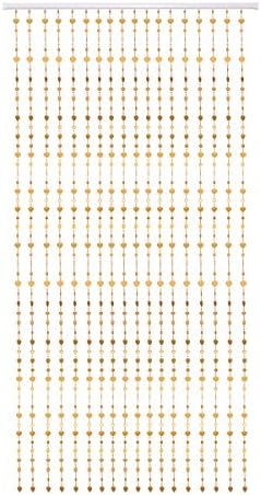 THY COLLECTIBLES Golden Heart Beaded Curtain for Windows and Doorways