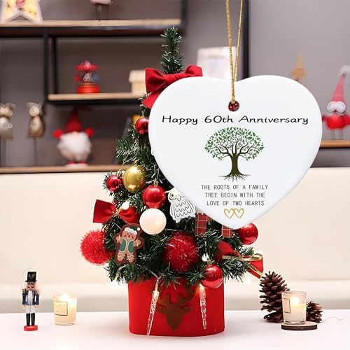60th Anniversary Heart Ornament Ceramic Keepsake Gift