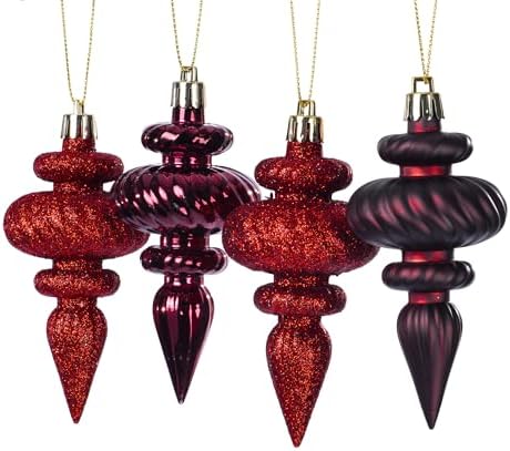 Vickerman 4 Inch 4-Finish Finial Ornament 8 Pack 1