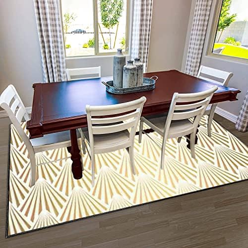 Modern 3D Seamless Area Rug with Gold Shells Design