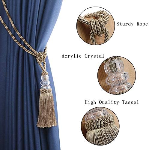 BEL AVENIR 4 Pack Crystal Curtain Holdbacks