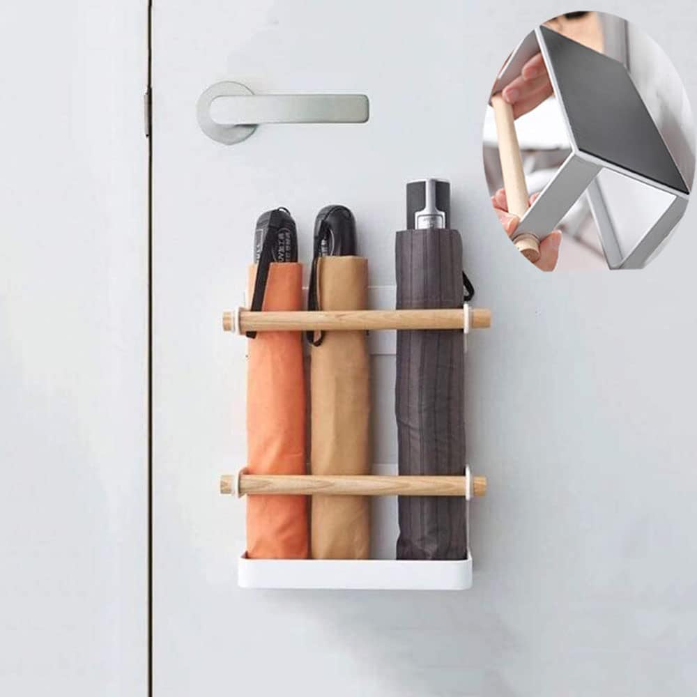 WANLIAN Wall Mounted Umbrella Stand Wrought Iron Rack With Magnet Adsorption