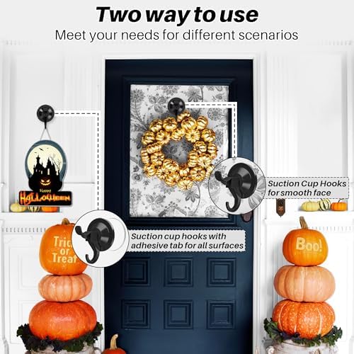 AENTGIU Wreath Door Hanger - 5 Pack Heavy Duty Suction Hooks for All Surfaces Up to 11 Lbs