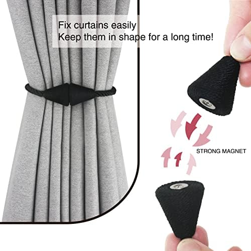 6 Pack Magnetic Curtain Tiebacks in Black