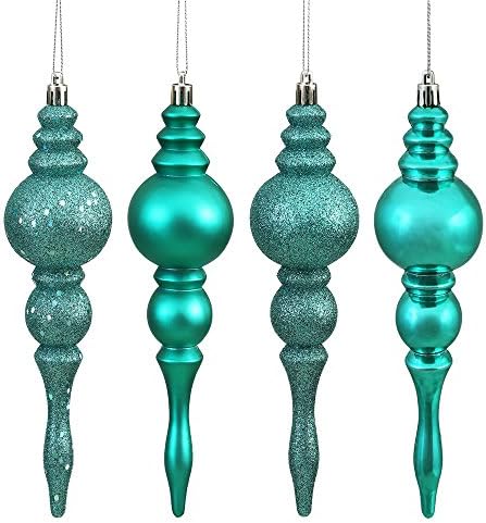 Vickerman 7 Inch 4-Finish Finial Ornament 8 Pack 1