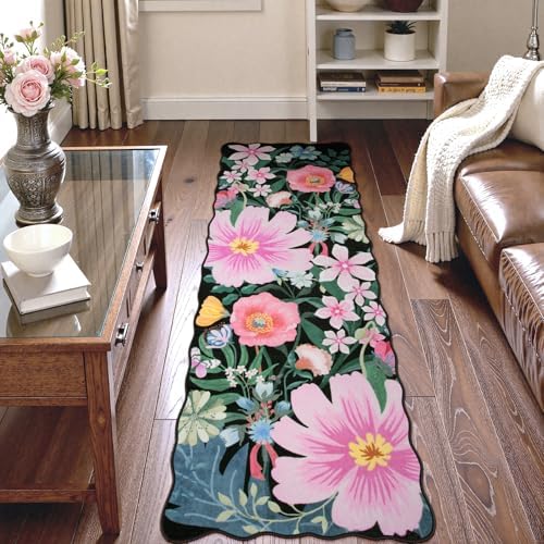 Floral 2x6 Washable Rug Runner with Non-Slip Backing