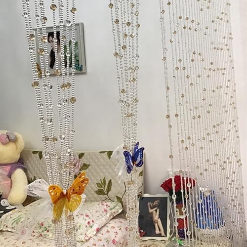 MoSumOn Beaded Curtain with Crystal Glass Pendant
