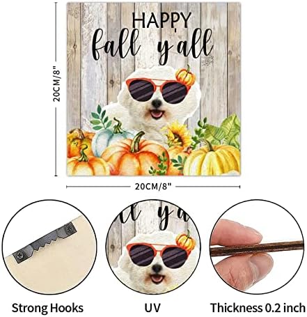 Thanksgiving Hello Fall Decorative Wood Sign 8x8in