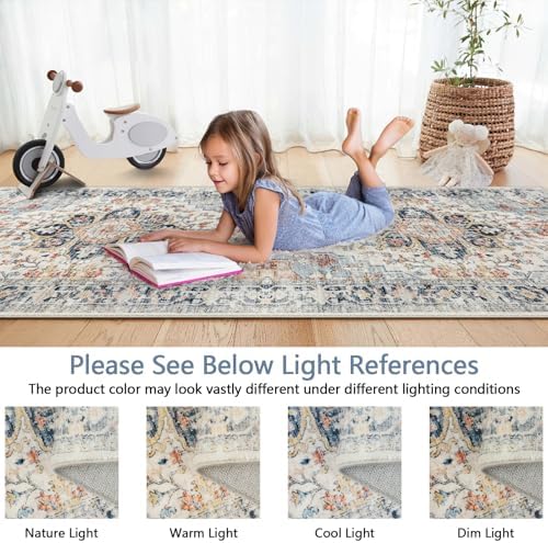 Boho Runner Rug 3x6 Washable Vintage Distressed Area Rug for Hallways Entryway Kitchen Bathroom