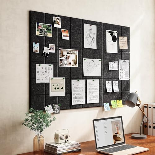 Yunihome Decorative Felt Bulletin Board Wall Tiles 6 Pack