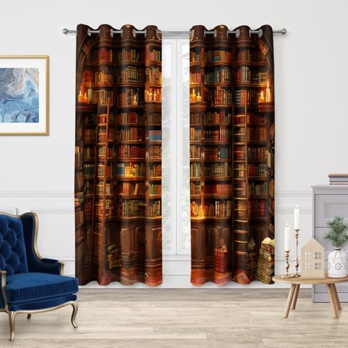 Jekeno Vintage Bookshelf Curtains 2 Panel Set 42x54