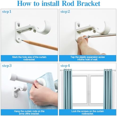 Adjustable Curtain Rods 16-76 Inches Max 88 IN 1 IN Diameter Aluminum Finials White