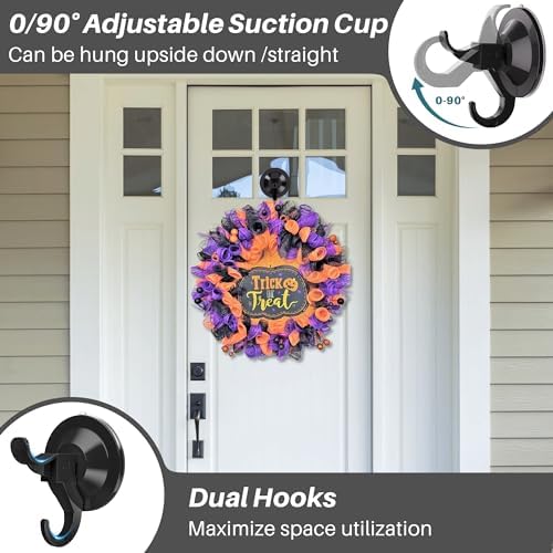 AENTGIU Wreath Door Hanger - 5 Pack Heavy Duty Suction Hooks for All Surfaces Up to 11 Lbs