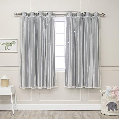 Best Home Fashion uMIXm Tulle Curtains with Star Cut Out - 52 W x 63 L - 2 Panels