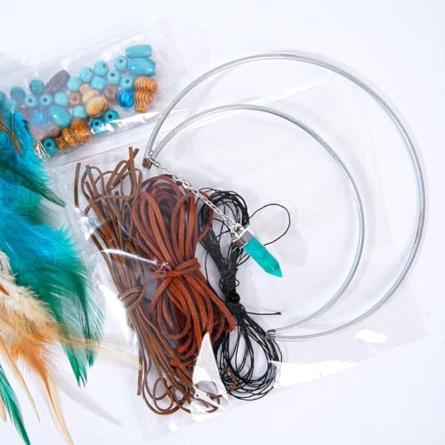 2 Pack DIY Feather Dream Catcher Kits Turquoise Wall Hanging Boho Decor for Adults