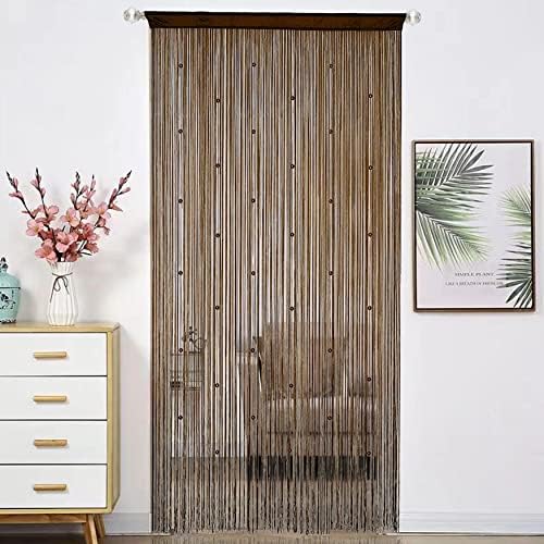 Beaded Curtain with Telescopic Rod for Door and Window Decor