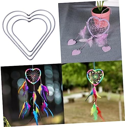 3pcs Heart Shaped Metal Macrame Hoops for DIY Dreamcatcher Wall Decor