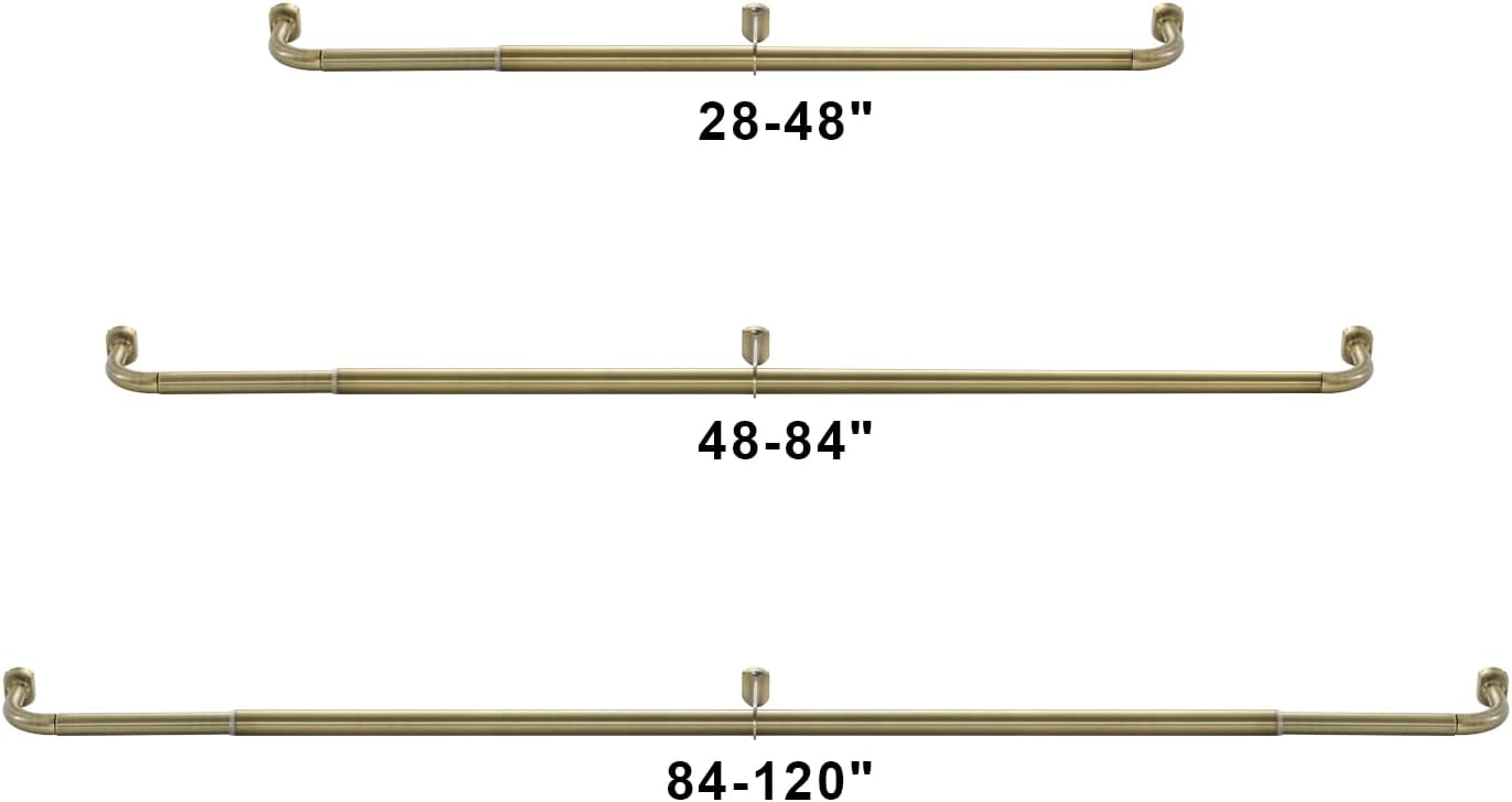 2 Pack 1 Inch Diameter Wrap Around Curtain Rods with Adjustable Length and Antique Bronze Finish