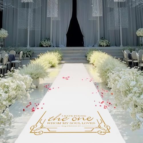 FrenzyBird White Aisle Runner 4x50ft Gold Wedding Carpet