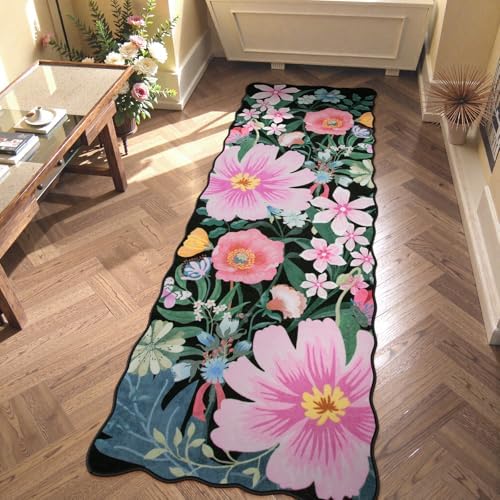 Floral 2x6 Washable Rug Runner with Non-Slip Backing