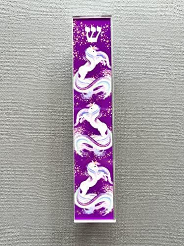 Childrens Mezuzah Scroll Case with Unicorn Design