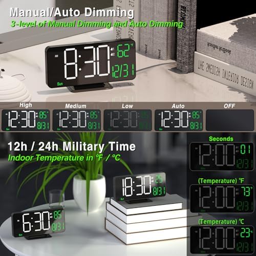 KOSUMOSU 67in Black Digital Alarm Clock