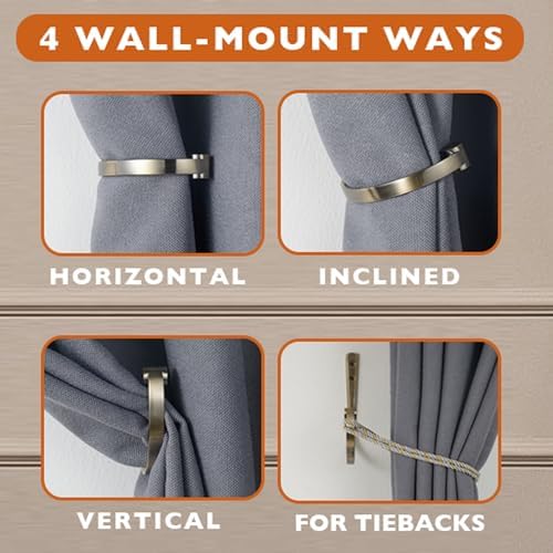 4Pcs Black Zinc Alloy Curtain Holdbacks