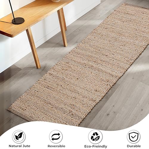 Hausattire Jute Woven Runner Rug 2x6 Natural