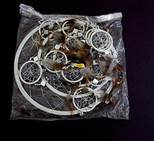 White Dream Catcher with Feathers and Glass - Large 28 x 10