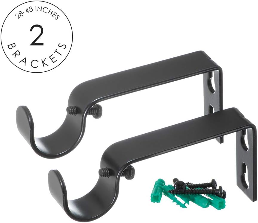 Ivilon Curtain Rod with Ball Finials - 1 Inch Black
