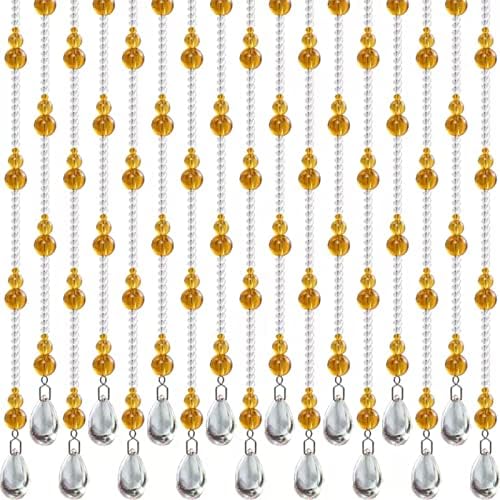 EMYJAY Gold Beaded Curtain Panel with Tassels
