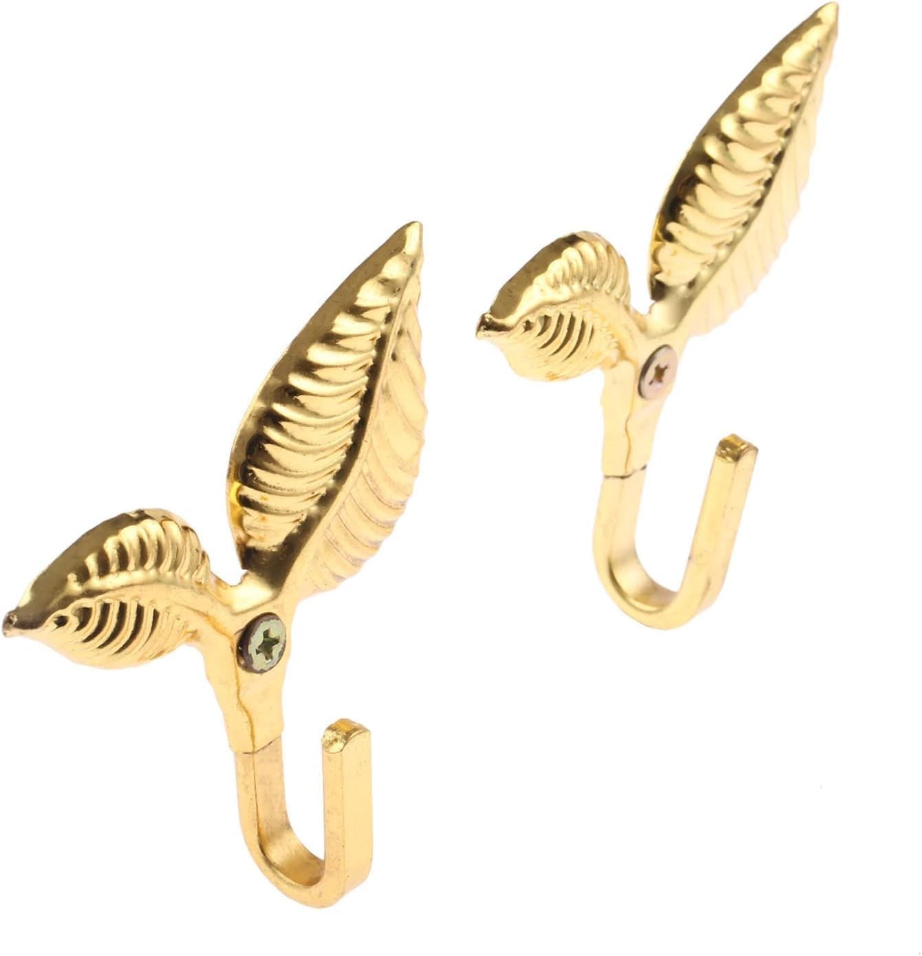 4Pcs Curtain Holdbacks Tieback Hooks Gold Vintage Leaf Design Multi Function Wall Hook