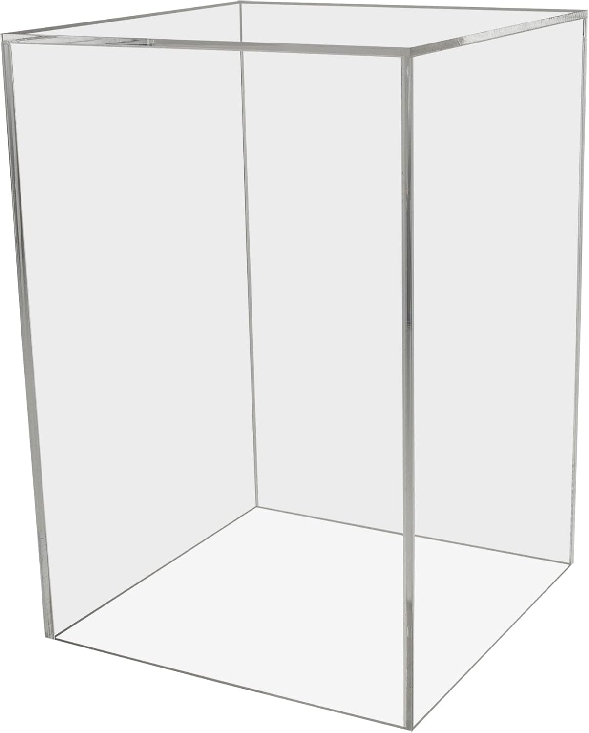 Tall Display Cube 12x12x16 Clear with White Base