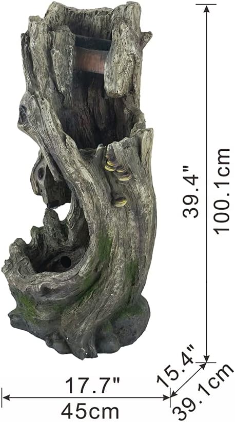 Kinsive Tree Trunk Fountain with Light for Indoor Outdoor Use