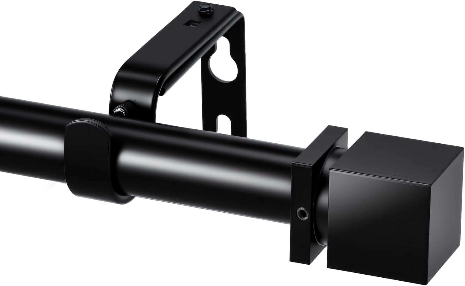 Adjustable Black Metal Curtain Rod 32-72 Inches
