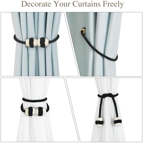 Hangtty Magnetic Curtain Tiebacks 2Pack Black